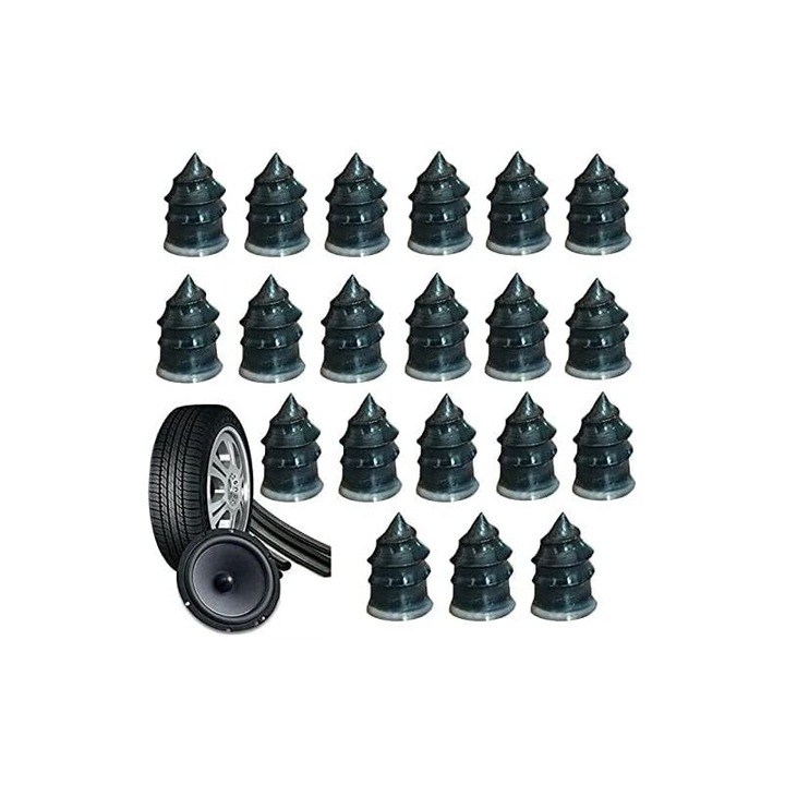 Set de 20 cuie din cauciuc pentru repararea anvelopelor de masina si motocicleta, 6.8x12.7cm, rezistenta la temperaturi ridicate, impermeabil