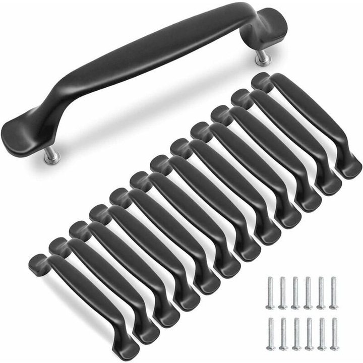 Set 10 manere usa aluminiu negru 96x18x130mm cu suruburi