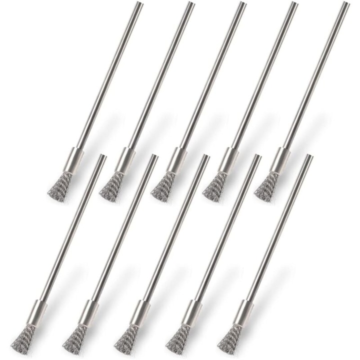 Set 10 perii metalice, 3mm si 6mm, pentru curatare, inox
