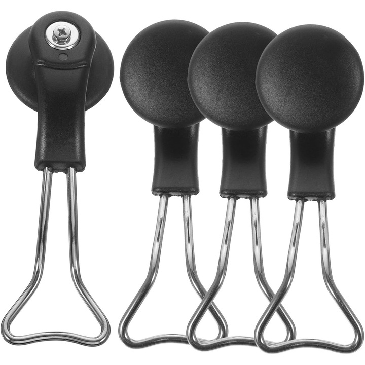 Set 4 manere capac oale universale, inox si PP, durabile, Negru