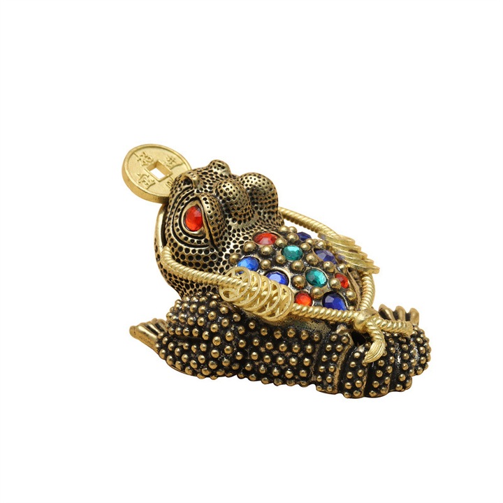 Statueta decorativa din cristal, broasca de aur cu trei picioare, ornamente pentru birou, set