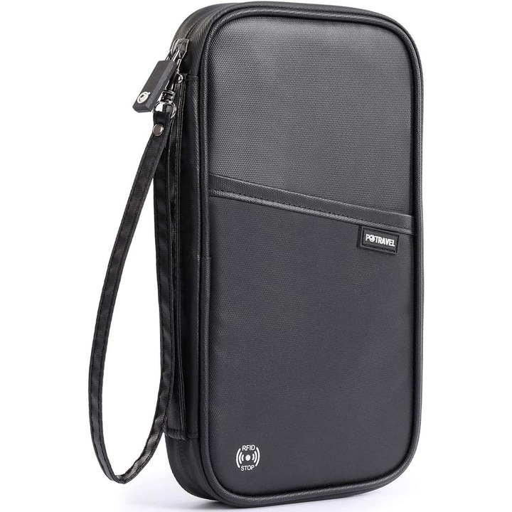Organizator de calatorie pentru pasapoarte, blocare RFID, 23x14x3cm