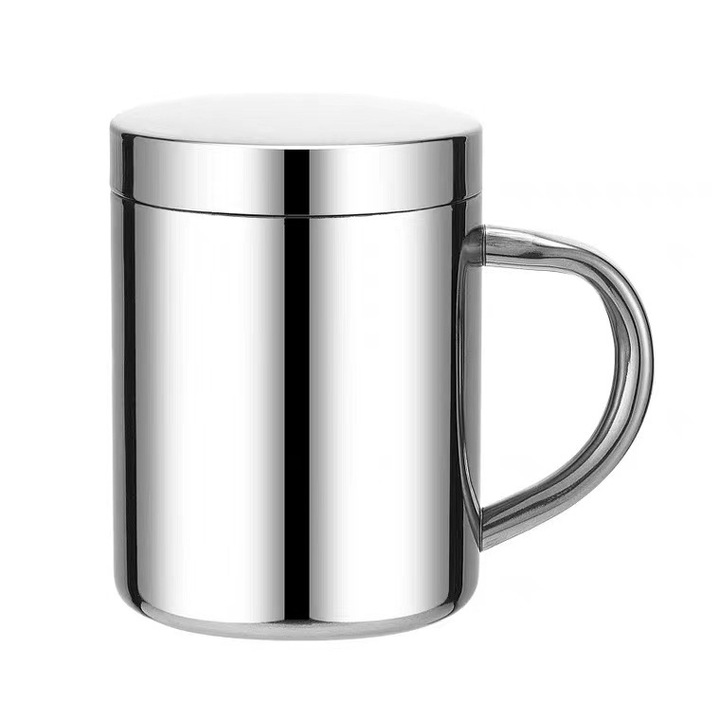 Cana termos , 300ml, inox, design cu perete dublu, capac rezistent la stropire, argintiu