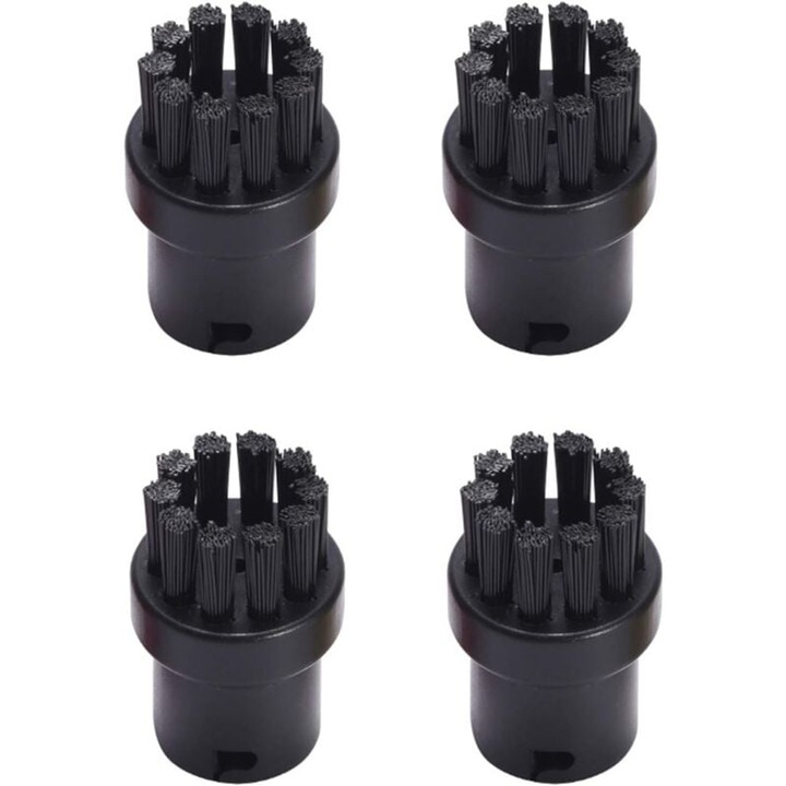 Set 4 perii rotunde pentru mop abur, negru, Pentru Kärcher SC1 SC3 SC4 SC5 SC7 Noir