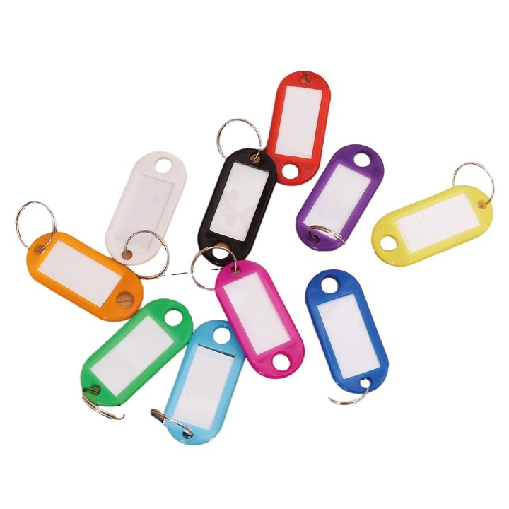 10 darabos rugalmas műanyag kulcstartó készlet, vegyes színekben