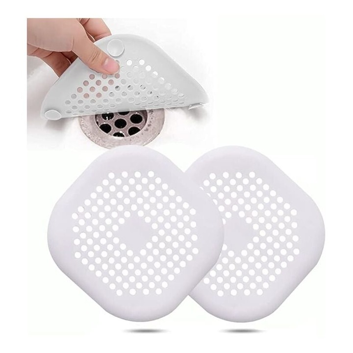 Filtru de scurgere din silicon cu ventuze, protectie pentru chiuveta, 13.8x13.8cm, set pentru bucatarie si baie