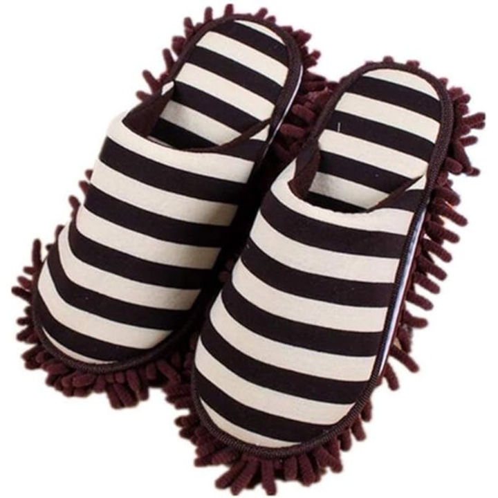 Papuci de curatare multifunctionali, cu talpa din microfibra, material chenille, dimensiune 38-41, lungime interioara 26cm