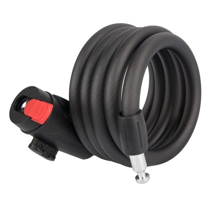 Cablu spiral anti-furt cu lacat, 1.2 m, pentru bicicleta/scooter/motocicleta