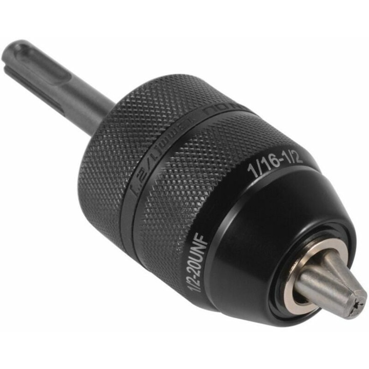 Maner burghiu fara cheie 1/2-20UNF, adaptor SDS 13mm, negru, set 1 buc