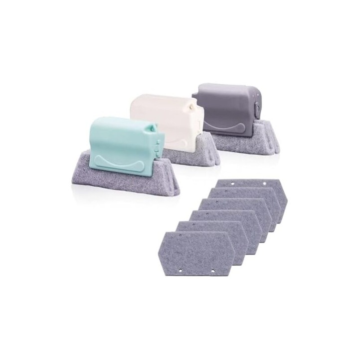 Set 3 perii de curatare pentru colturi cu 6 lavete suplimentare, multicolor
