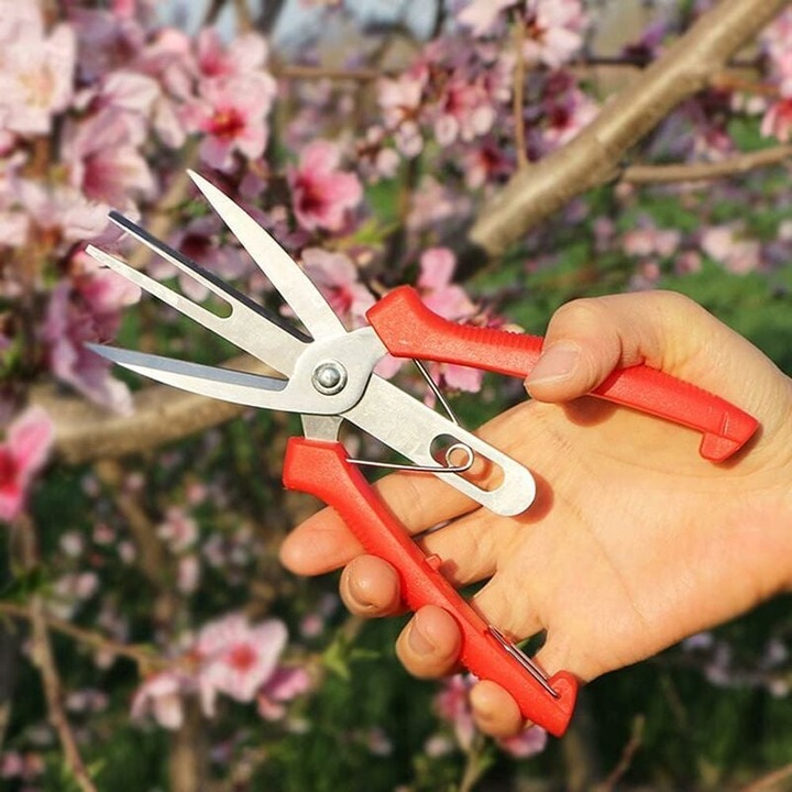 Foarfeca de gradinarit, carbon, design ergonomic, rezistenta la uzura, rosu