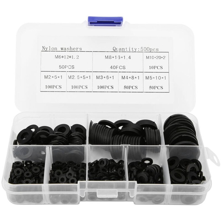 Set 500 saibe, nailon, negru, M2-M10