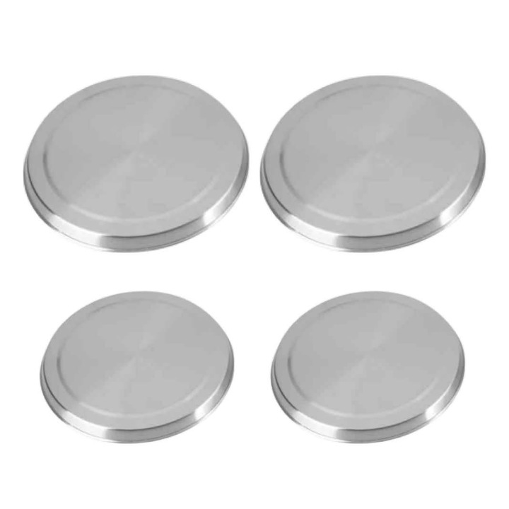 Set de 4 capace pentru plite din otel inoxidabil, 20.5x1.5cm si 16.5x1.5cm, argintii