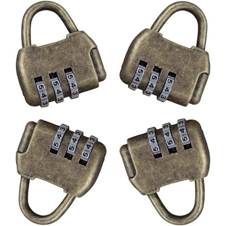 Комплект 4 ретро катинара с код, цинк, 36x9.5x42mm