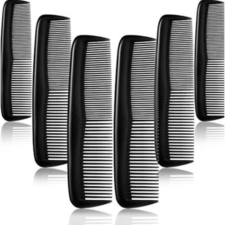 Pieptene pentru ingrijirea parului, set de 12 bucati, design cu dinti largi, rezistent la caldura, negru