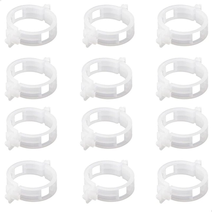 Set 100 cleme pentru plante, pentru rosii si legume, plastic alb, 30x30x9mm