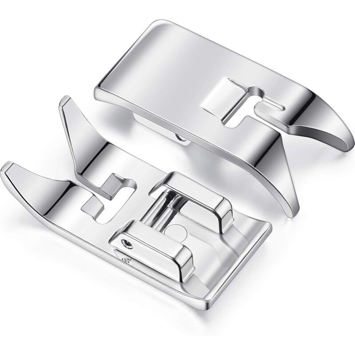 Picior presor pentru masina de cusut MIHX-7303447, universal zig-zag, otel inoxidabil, compatibil Singer/Brother/Janome/Kenmore, argintiu, set 2 bucati