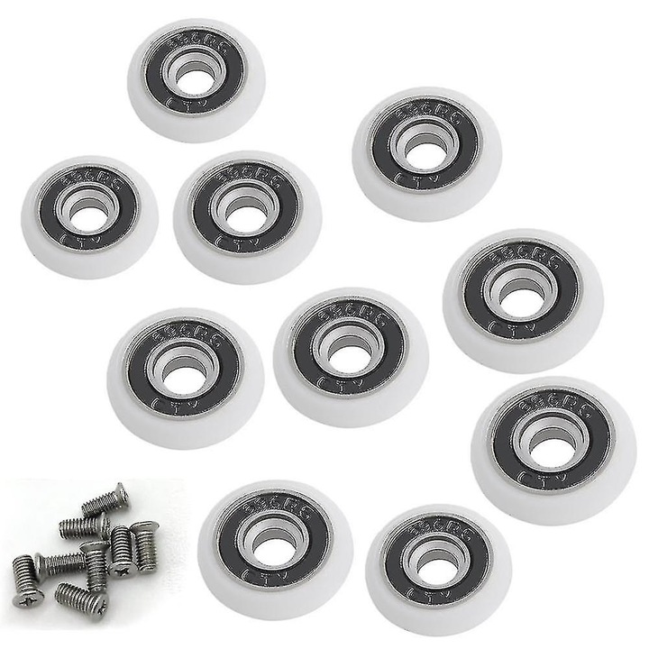 Set 8 roti multifunctionale pentru usi de dus, 19mm, plastic si inox