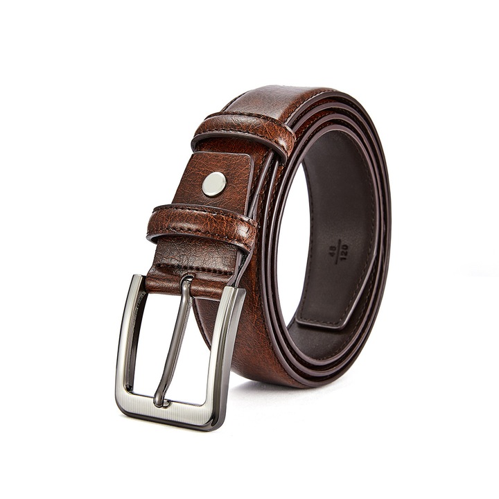 Curea barbati, piele maro, catarama clasica, 3.4x130cm