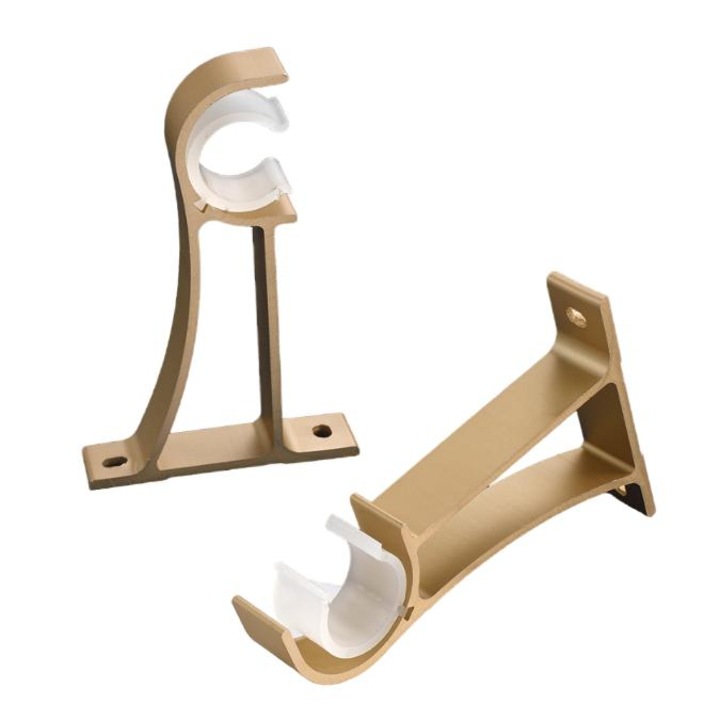 Set 4 suporturi pentru draperii, aluminiu, auriu, 7.93x1.88x10.8cm
