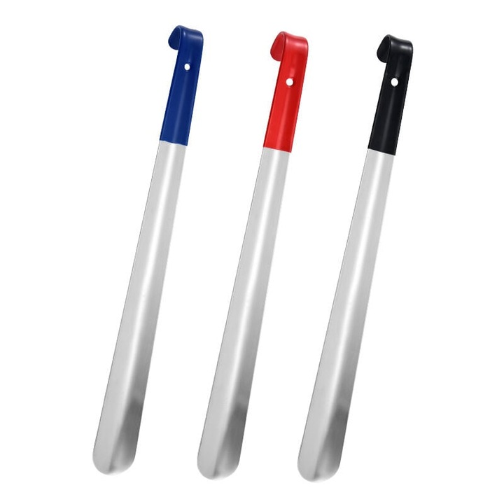 Spatula pentru incaltaminte din inox, set de 3 bucati, 42 cm, cu husa din piele, pentru barbati, femei si varstnici