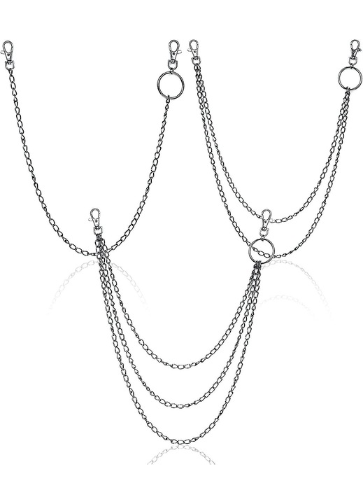 Lant pentru jeansi, design hip-hop, unisex, aliaj metalic, set 3 bucati, 40x60cm, argintiu