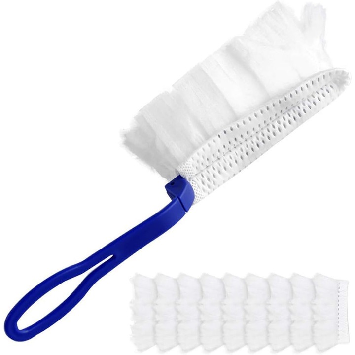 Pamatuf anti-praf cu microfibra, set cu 10 capete rezerva, pentru curatarea jaluzelelor, tastaturilor, birourilor, masinilor