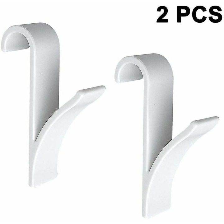Set 2 carlige pentru prosoape, plastic, alb, prindere de calorifer, 2.5x10.5x7cm