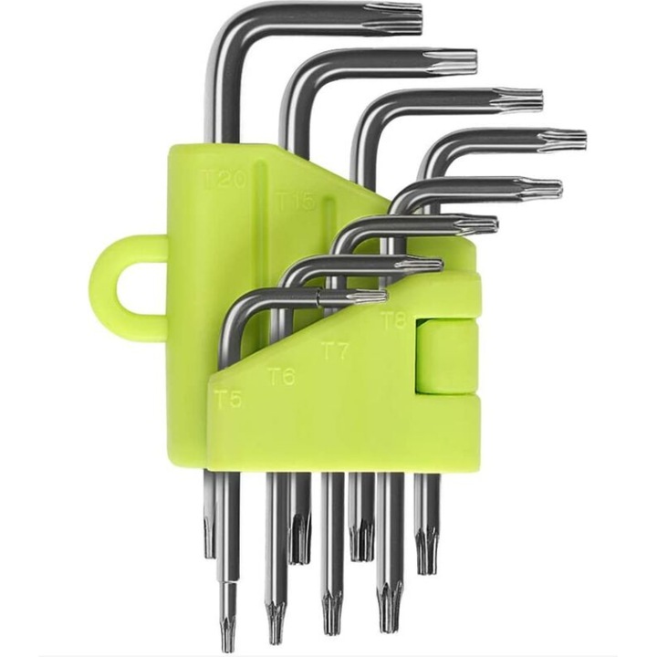 Csavarhúzó készlet, 8 darabos, T5 T6 T7 T8 T9 T10 T15 T20, rozsdamentes acélból, ergonomikus kialakítás