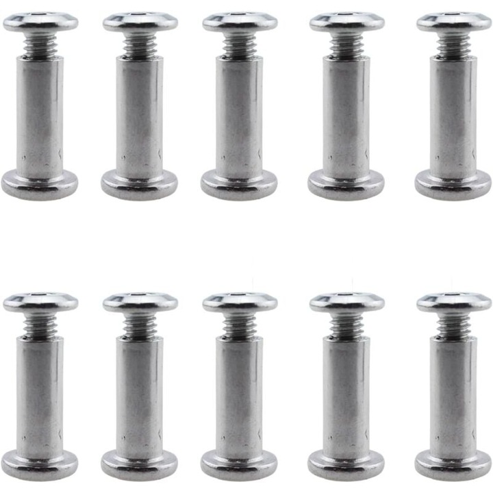 Set 10 suruburi M6 cu cap conic, 25mm, inox, pentru mobilier