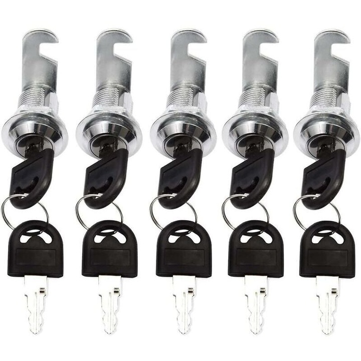 Set 5 incuietori cu chei, incuietoare pentru dulapuri, 25mm, rotire 90 grade, multicolor