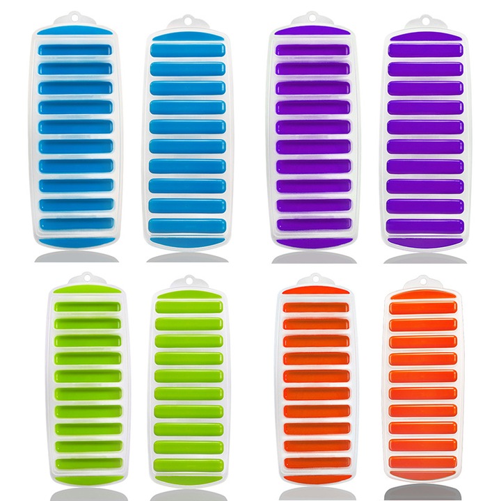 4 db szilikon jégkocka forma szett, többszínű, egyenként 10 kocka