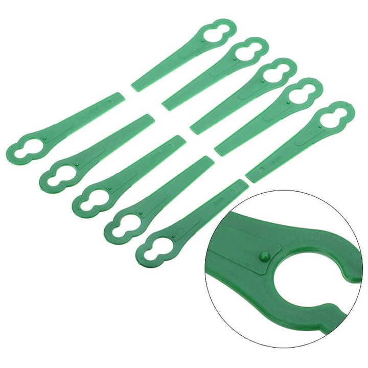 Комплект 120 пластмасови резервни остриета за косачки за трева, 8,3 см, зелени