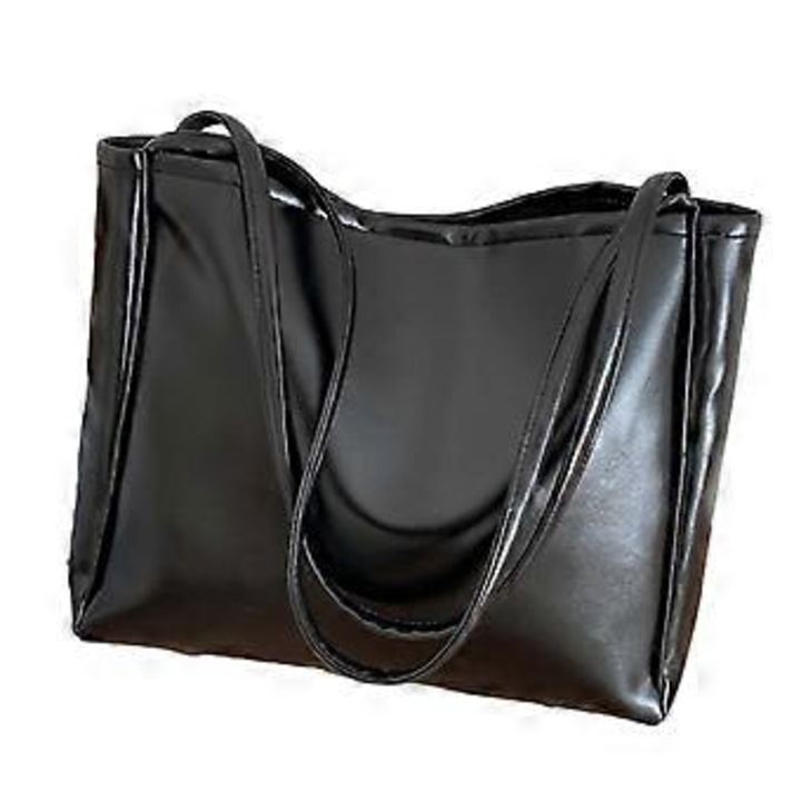 Női válltáska, fekete, 36x25x9cm, PU bőrből, nagy kapacitású, könnyen hordozható