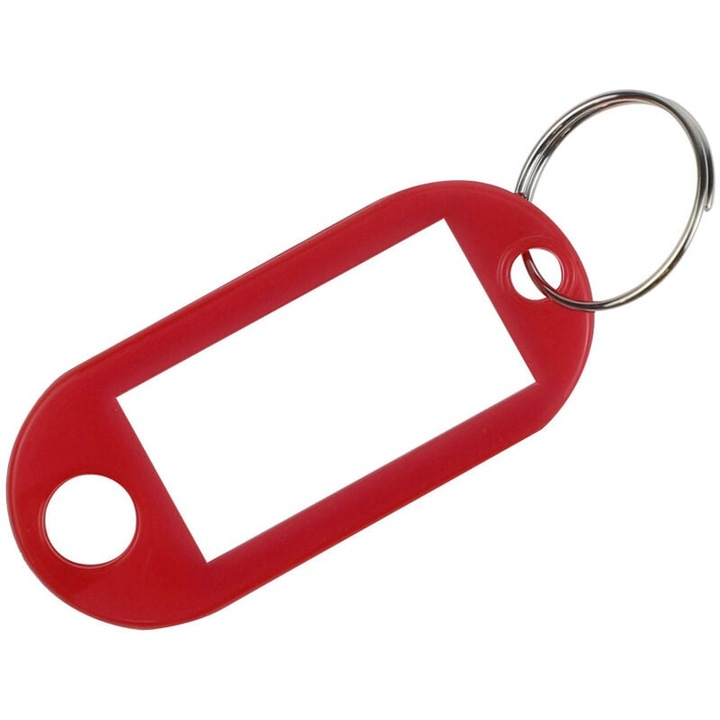 2 db színes címkés kulcstartó szett, piros, fekete, kék, 10x5cm