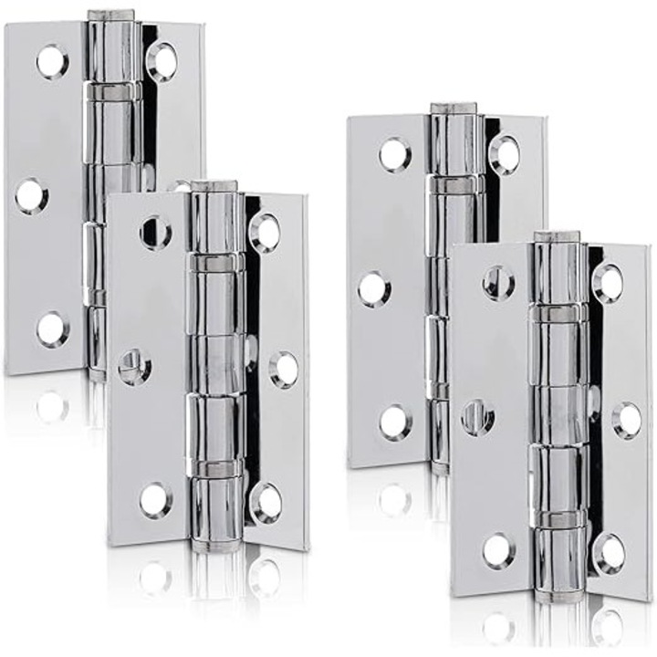 Zsanérok fa ajtókhoz, 2 hüvelyk, csapágyak, acél, krómozott, 2 pár