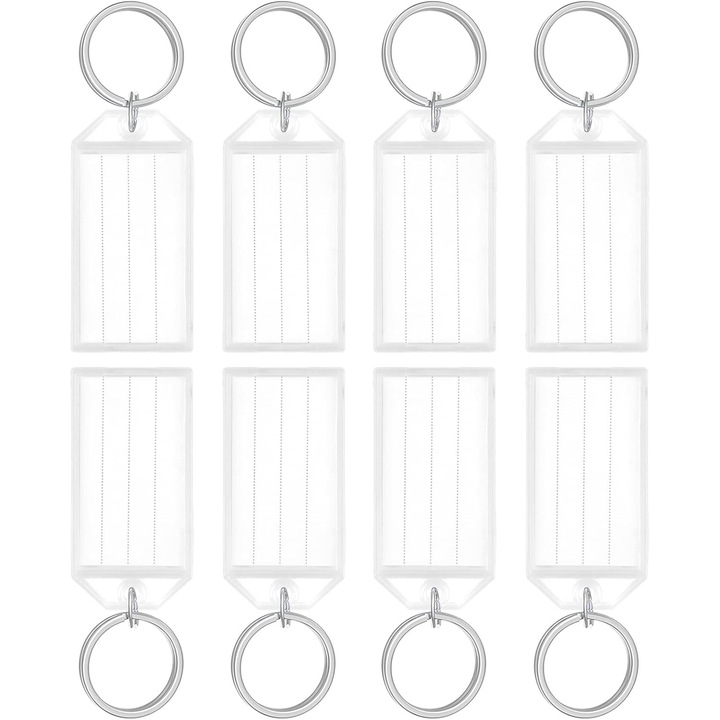 Etichete breloc, Enforose, set de 20, protectie transparenta, reutilizabile, polipropilena