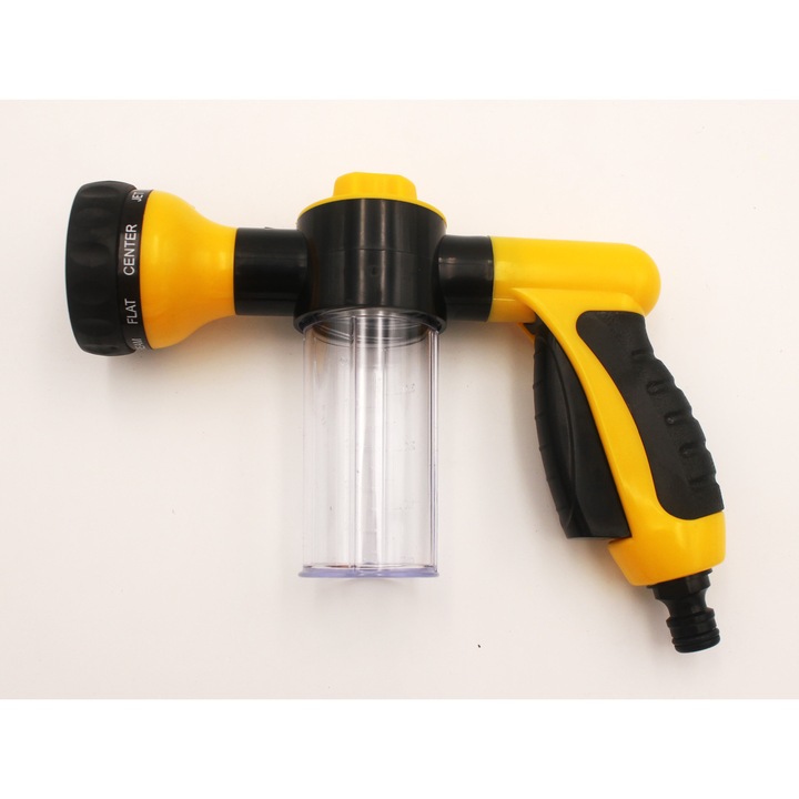 Set pistol de spalare cu spuma pentru masini, 21x15x6.5cm, 3 trepte de ajustare, galben