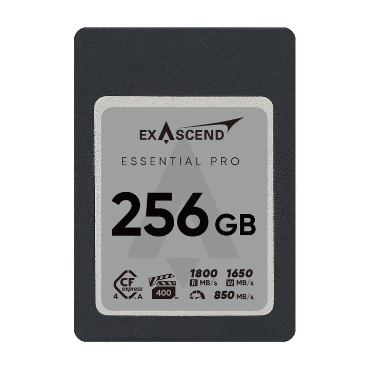 CFexpress A 4.0 256 GB-os memóriakártya, Exascend, olvasási sebesség 1800 MB/s, írási sebesség 1650 MB/s