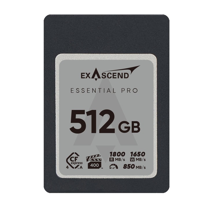 Karta memorie CFexpress A 4.0 512GB, Exascend, viteza de citire 1800 MB/s, viteza de scriere 1650 MB/s