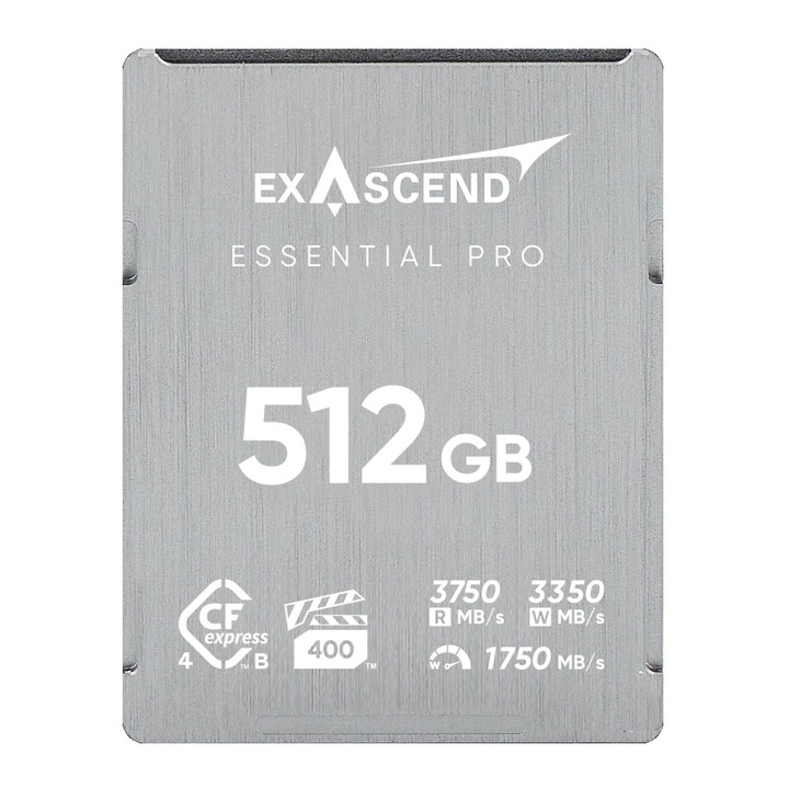 Carda memorie CFexpress 4.0 tip B 512GB, Exascend, viteza de citire 3750 MB/s, viteza de scriere 3350 MB/s