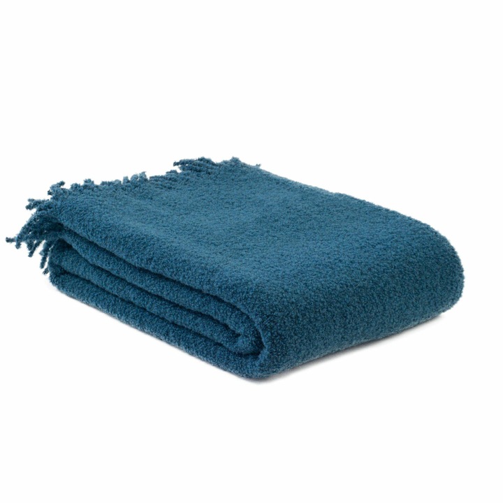 Вълнено одеяло Bukle Intense, Kampol, 140x200 см, 80% мериносова вълна, с ресни, многоцветно
