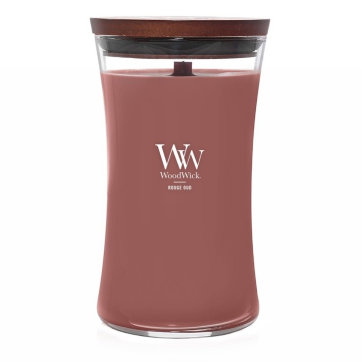 Свещ WoodWick Rouge Oud, дървесно-флорална, голяма