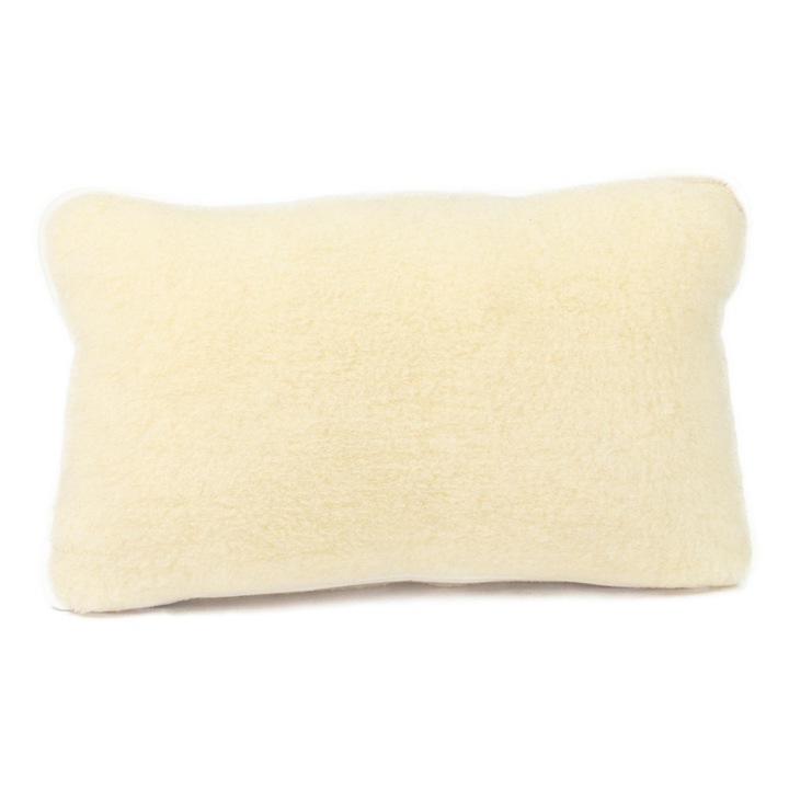 Perna Kampol ALASKA 50x70cm, crem, 2 straturi lana, umplutura spuma memory cu bila siliconica