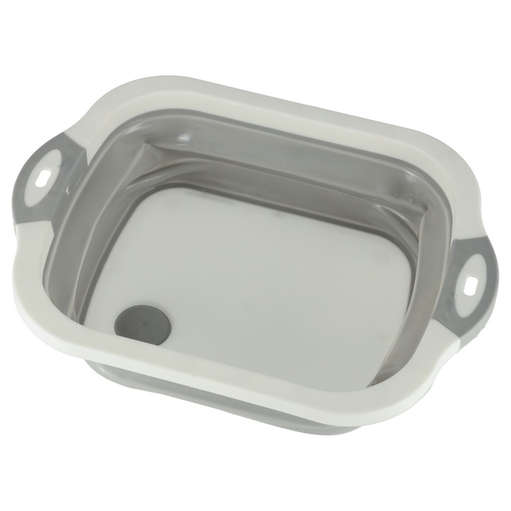 Tocator de bucatarie, Artemis, Silicon, Multifuncional, Pliabil, Alb/Gri