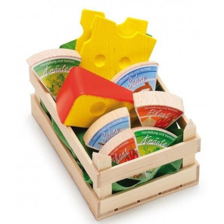Mix de branzeturi din lemn pentru bucataria copiilor, Erzi, 3 tipuri, 6x12,2x8,3cm