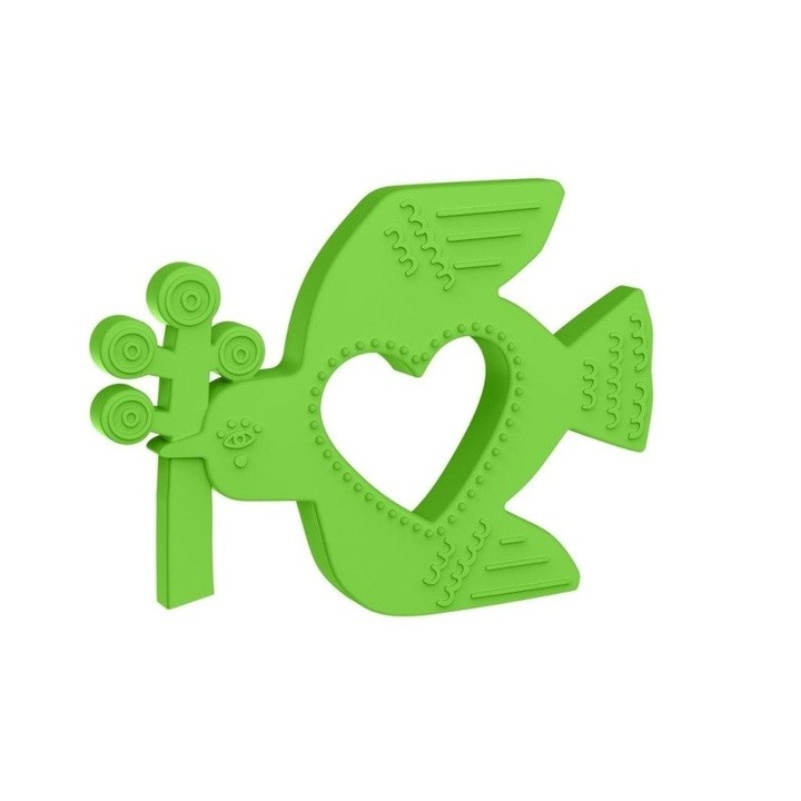 Rágóka, Manhattan Toy, zöld, szilikon 11x1,5x7,5cm