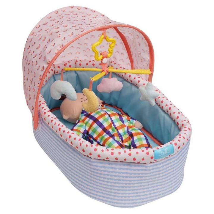 Leagan pentru papusi Manhattan Toy, set cu baldachin si carusel, 14x40x25,4cm