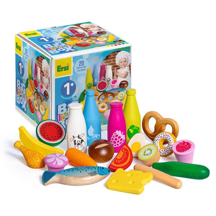 Set de produse alimentare din lemn Erzi Big Box Junior, multicolor