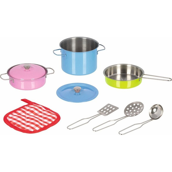 Gyerek konyhai szett, Goki, 9 darabos, metál, többszínű